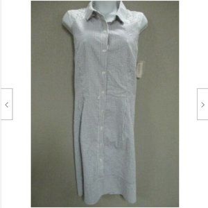 dressbarn Gray Seersucker Stripe Dress Size 16